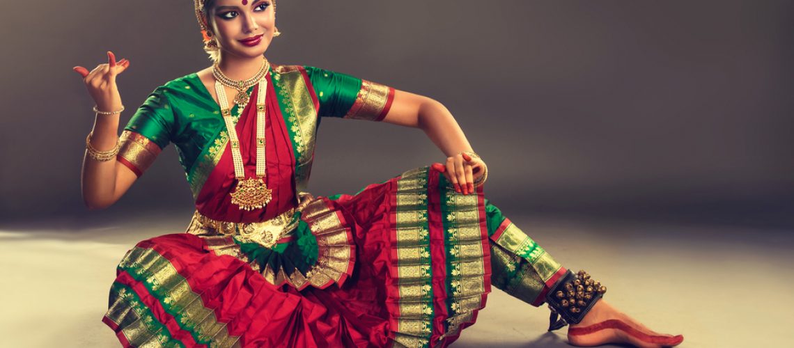 Beautiful-indian-girl-dancer-in-the-posture-of-Indian-dance